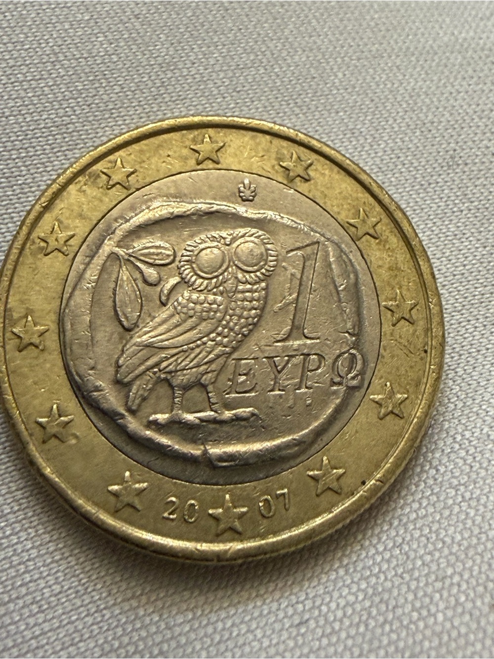 2007 Greece 1 Euro Coin - Ancient Athenian Owl Design - Circulated
World Coin